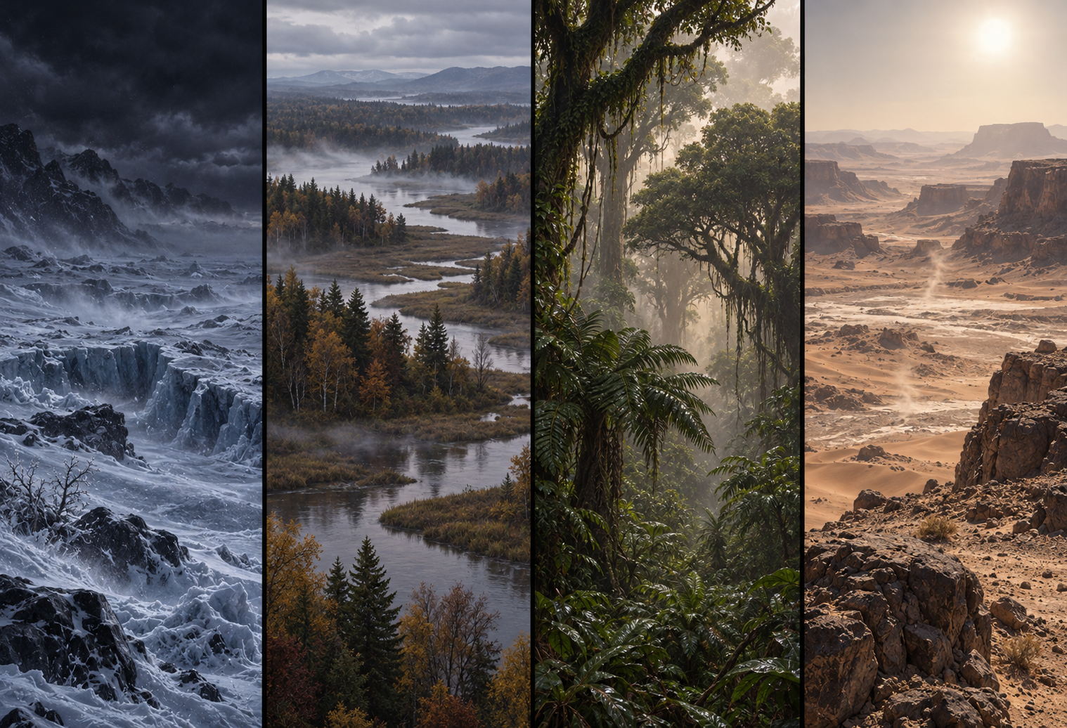 The Habitual Belt is one of the three Major Planetary Zones of VOI 700 D, following the planet’s terminator line, where perpetual dusk prevails. It stretches around the entire circumference of the planet, serving as the only habitable region for both Exohumans and the Native Tribes.